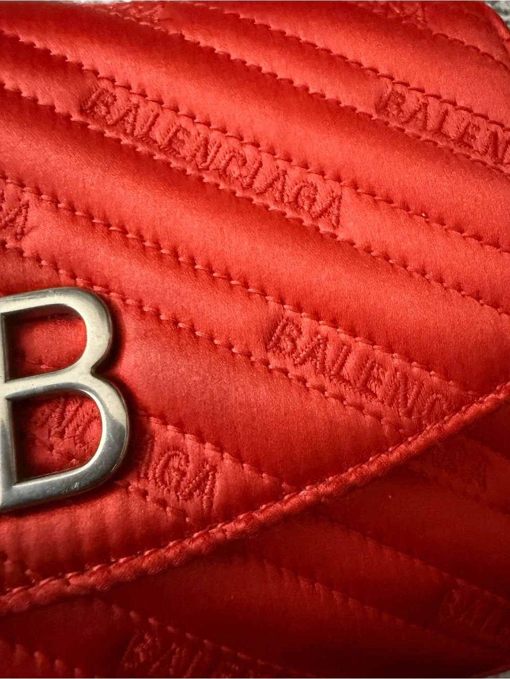 Balenciaga Red Quilted BB Chain Crossbody Bag
